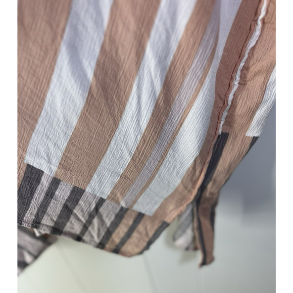 Aerie One Size Kimono Peach White Striped Crepe Texture Lightweight Open Coverup - Picture 6 of 10